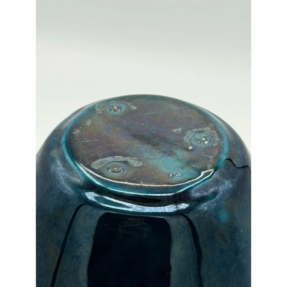 Vintage Studio Pottery Drip Glaze Vase Blue Green ~6